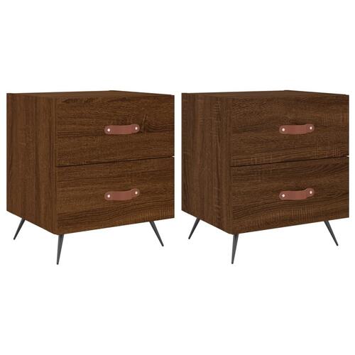 Sengeborde 2 stk. 40x35x47,5 cm konstrueret træ brunt egetræ