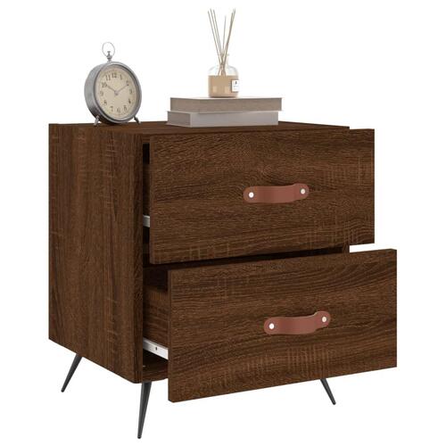 Sengeborde 2 stk. 40x35x47,5 cm konstrueret træ brunt egetræ