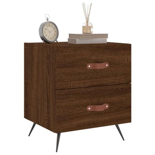 Sengeborde 2 stk. 40x35x47,5 cm konstrueret træ brunt egetræ