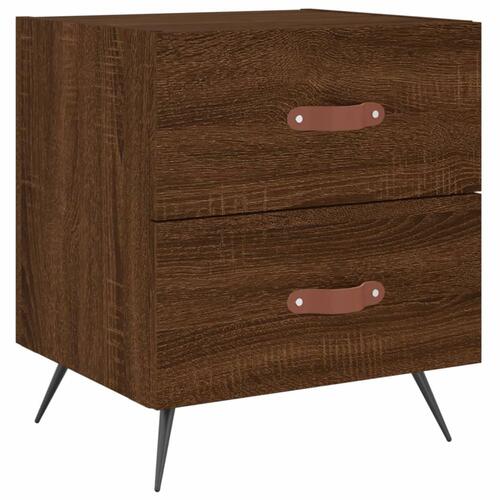 Sengeborde 2 stk. 40x35x47,5 cm konstrueret træ brunt egetræ