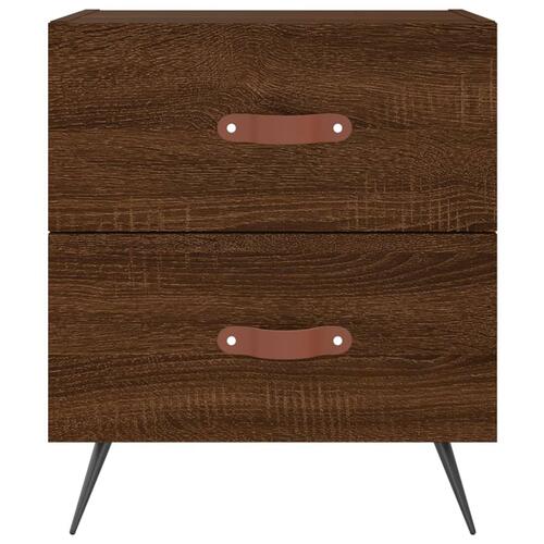 Sengeborde 2 stk. 40x35x47,5 cm konstrueret træ brunt egetræ