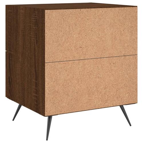 Sengeborde 2 stk. 40x35x47,5 cm konstrueret træ brunt egetræ