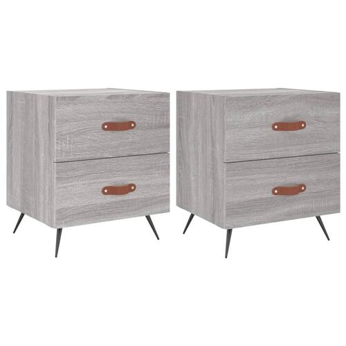 Sengeborde 2 stk. 40x35x47,5 cm konstrueret træ grå sonoma-eg