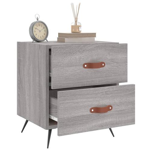 Sengeborde 2 stk. 40x35x47,5 cm konstrueret træ grå sonoma-eg