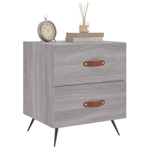 Sengeborde 2 stk. 40x35x47,5 cm konstrueret træ grå sonoma-eg