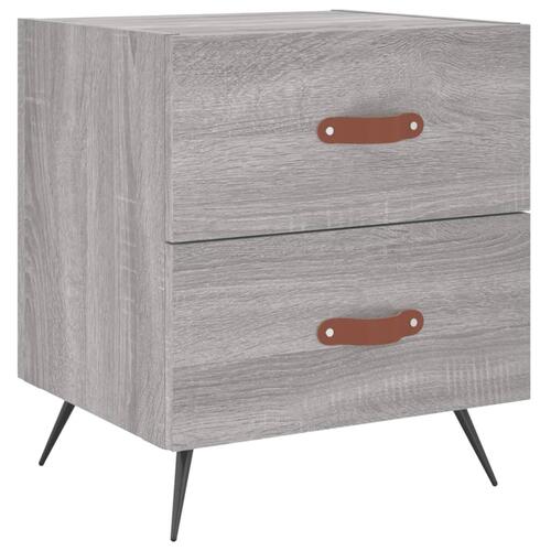 Sengeborde 2 stk. 40x35x47,5 cm konstrueret træ grå sonoma-eg