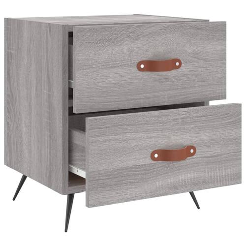 Sengeborde 2 stk. 40x35x47,5 cm konstrueret træ grå sonoma-eg