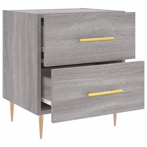 Sengeborde 2 stk. 40x35x47,5 cm konstrueret træ grå sonoma-eg