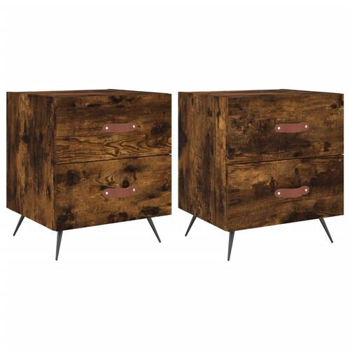 Sengeborde 2 stk. 40x35x47,5 cm konstrueret træ røget egetræ