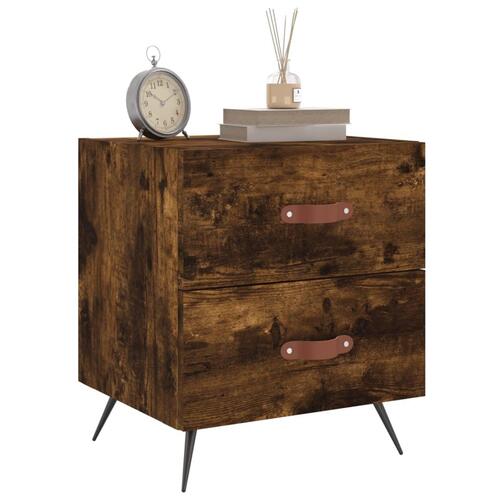 Sengeborde 2 stk. 40x35x47,5 cm konstrueret træ røget egetræ