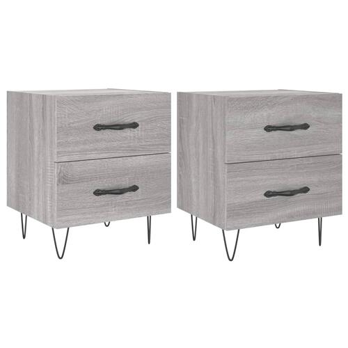 Sengeborde 2 stk. 40x35x47,5 cm konstrueret træ grå sonoma-eg