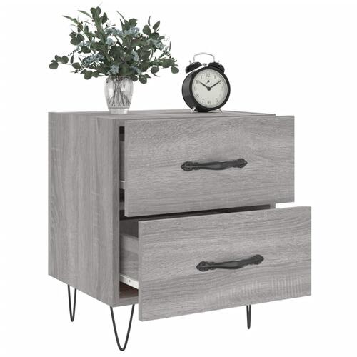 Sengeborde 2 stk. 40x35x47,5 cm konstrueret træ grå sonoma-eg