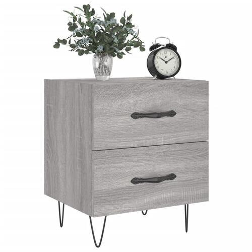 Sengeborde 2 stk. 40x35x47,5 cm konstrueret træ grå sonoma-eg