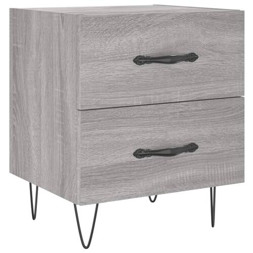 Sengeborde 2 stk. 40x35x47,5 cm konstrueret træ grå sonoma-eg
