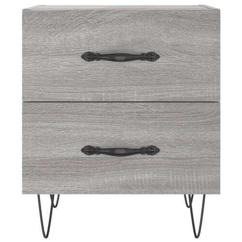 Sengeborde 2 stk. 40x35x47,5 cm konstrueret træ grå sonoma-eg