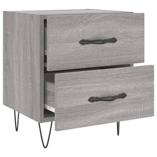 Sengeborde 2 stk. 40x35x47,5 cm konstrueret træ grå sonoma-eg