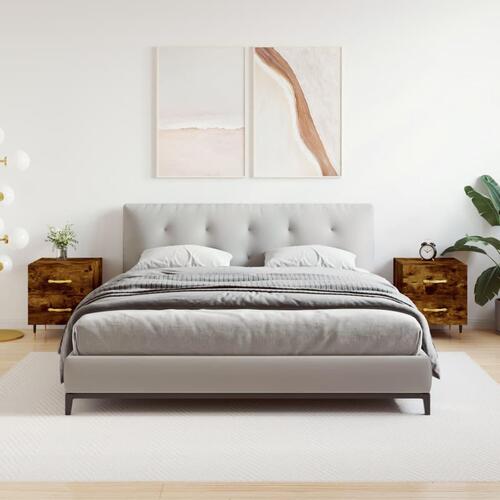 Sengeborde 2 stk. 40x35x47,5 cm konstrueret træ røget egetræ