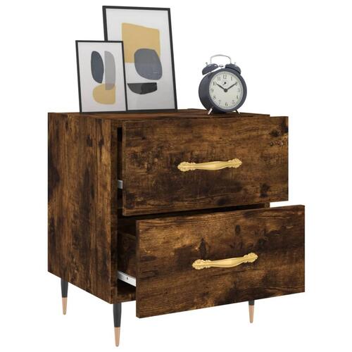 Sengeborde 2 stk. 40x35x47,5 cm konstrueret træ røget egetræ