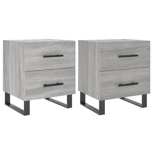 Sengeborde 2 stk. 40x35x47,5 cm konstrueret træ grå sonoma-eg
