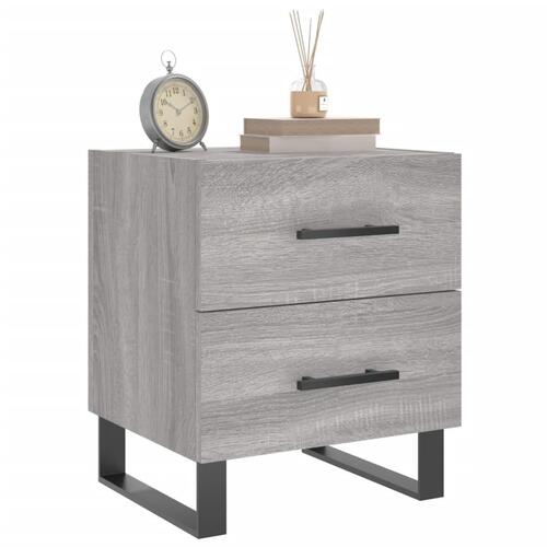 Sengeborde 2 stk. 40x35x47,5 cm konstrueret træ grå sonoma-eg
