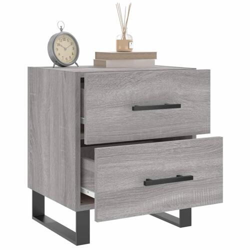 Sengeborde 2 stk. 40x35x47,5 cm konstrueret træ grå sonoma-eg
