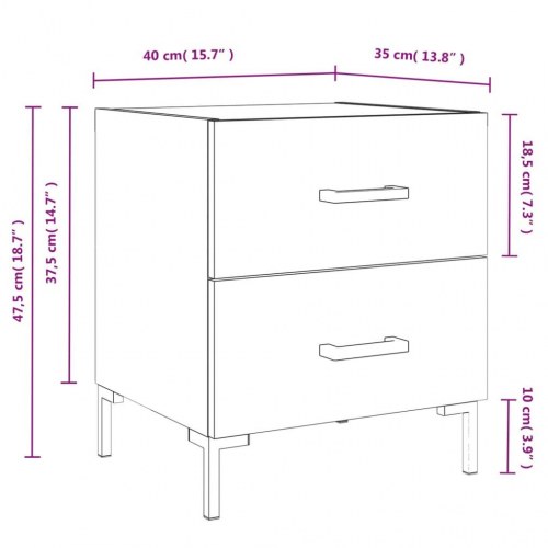 Sengebord 40x35x47,5 cm konstrueret træ brunt egetræ
