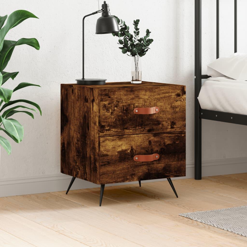 Sengebord 40x35x47,5 cm konstrueret træ røget egetræ