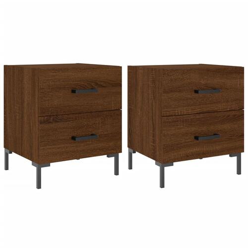 Sengeborde 2 stk. 40x35x47,5 cm konstrueret træ brunt egetræ