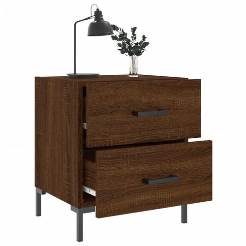 Sengeborde 2 stk. 40x35x47,5 cm konstrueret træ brunt egetræ
