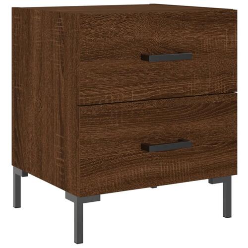 Sengeborde 2 stk. 40x35x47,5 cm konstrueret træ brunt egetræ