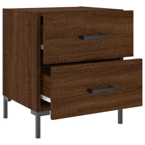 Sengeborde 2 stk. 40x35x47,5 cm konstrueret træ brunt egetræ