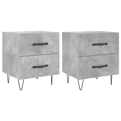 Sengeborde 2 stk. 40x35x47,5 cm konstrueret træ betongrå