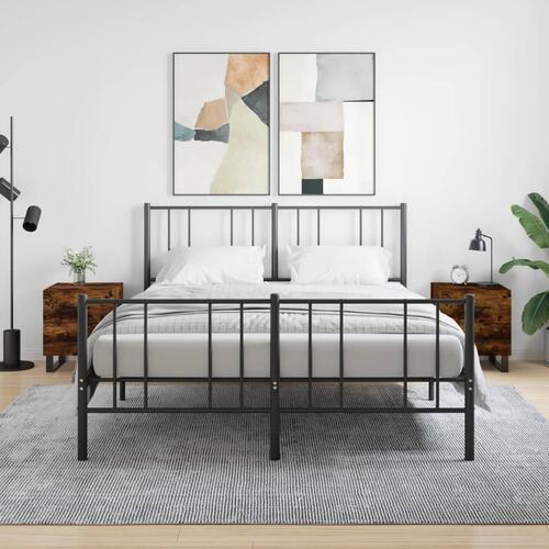 Sengeborde 2 stk. 40x35x47,5 cm konstrueret træ røget egetræ