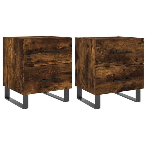 Sengeborde 2 stk. 40x35x47,5 cm konstrueret træ røget egetræ