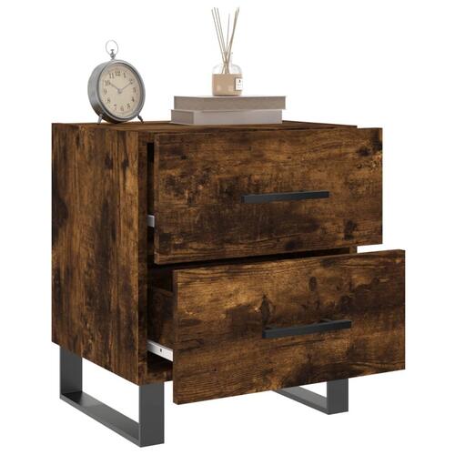 Sengeborde 2 stk. 40x35x47,5 cm konstrueret træ røget egetræ