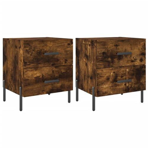 Sengeborde 2 stk. 40x35x47,5 cm konstrueret træ røget egetræ