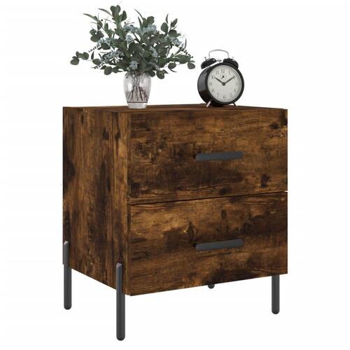 Sengeborde 2 stk. 40x35x47,5 cm konstrueret træ røget egetræ