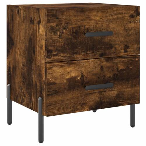 Sengeborde 2 stk. 40x35x47,5 cm konstrueret træ røget egetræ