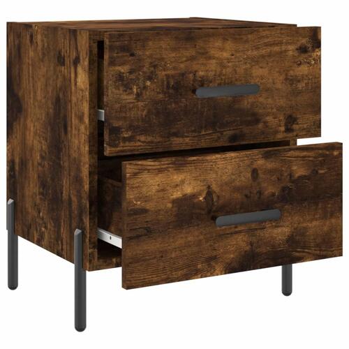 Sengeborde 2 stk. 40x35x47,5 cm konstrueret træ røget egetræ