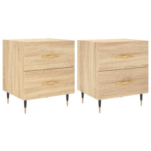 Sengeborde 2 stk. 40x35x47,5 cm konstrueret træ sonoma-eg