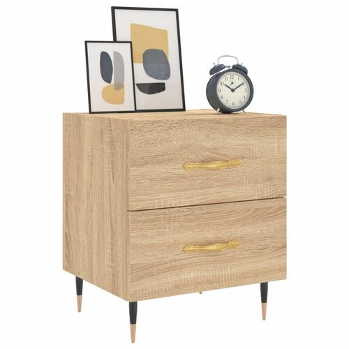 Sengeborde 2 stk. 40x35x47,5 cm konstrueret træ sonoma-eg