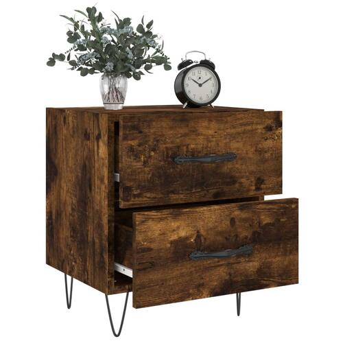 Sengeborde 2 stk. 40x35x47,5 cm konstrueret træ røget egetræ