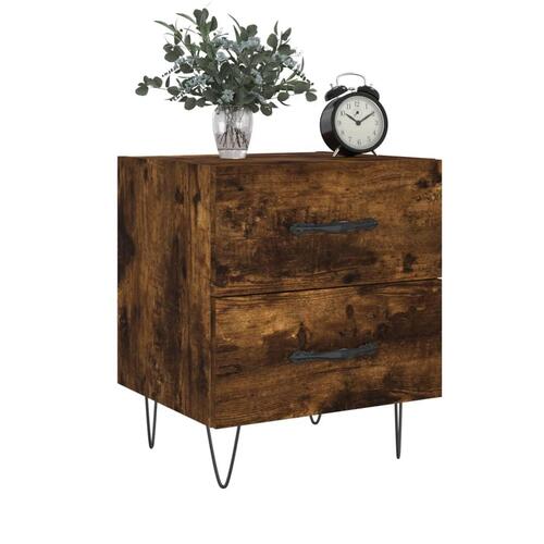 Sengeborde 2 stk. 40x35x47,5 cm konstrueret træ røget egetræ