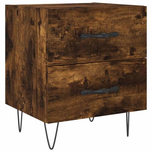 Sengeborde 2 stk. 40x35x47,5 cm konstrueret træ røget egetræ