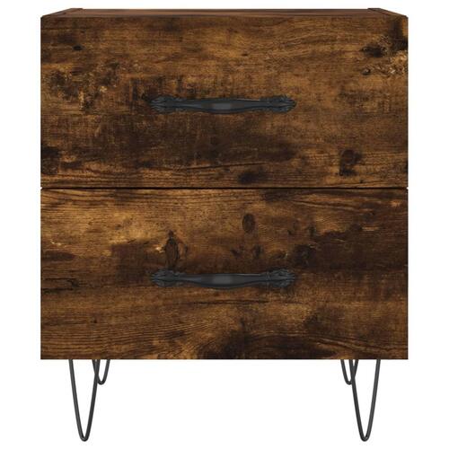 Sengeborde 2 stk. 40x35x47,5 cm konstrueret træ røget egetræ