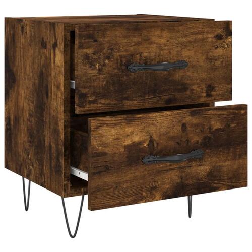 Sengeborde 2 stk. 40x35x47,5 cm konstrueret træ røget egetræ