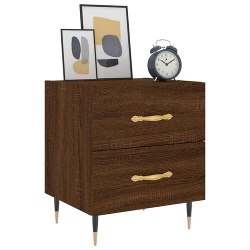 Sengeborde 2 stk. 40x35x47,5 cm konstrueret træ brunt egetræ