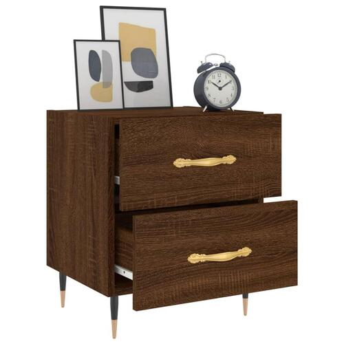 Sengeborde 2 stk. 40x35x47,5 cm konstrueret træ brunt egetræ