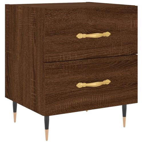 Sengeborde 2 stk. 40x35x47,5 cm konstrueret træ brunt egetræ