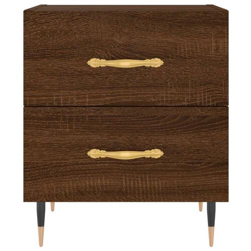 Sengeborde 2 stk. 40x35x47,5 cm konstrueret træ brunt egetræ